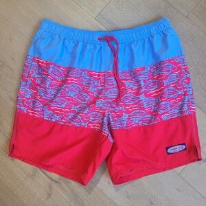 EUC Vineyard Vines Swim Shorts Men's sz M Fish At Sea Pieced Chappy Trunks